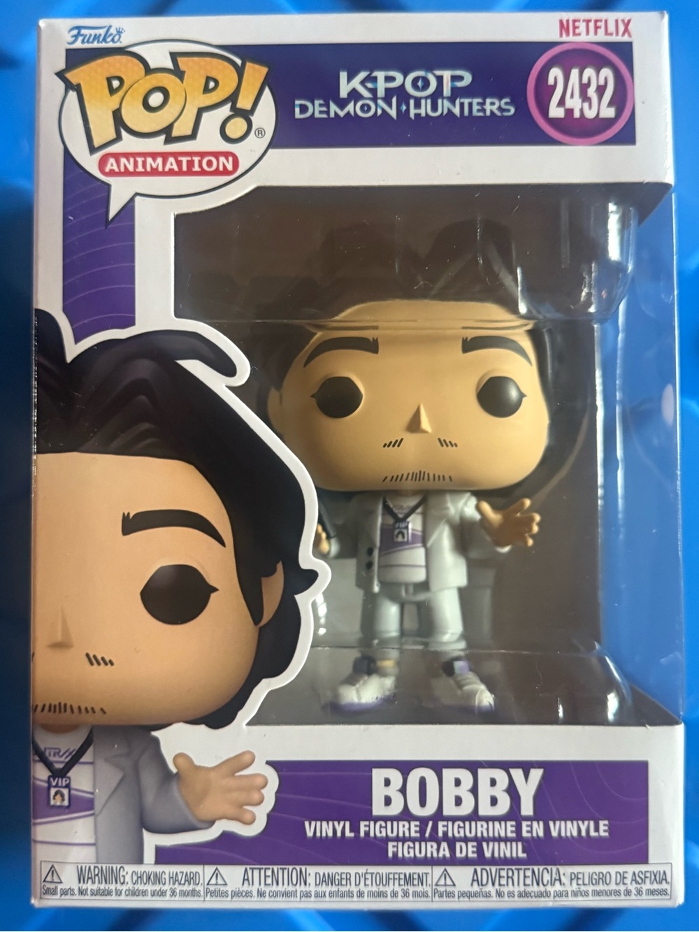 Funko Pop! Bobby K-Pop Demon Hunters Bobby Vinyl Figure Purple, White, Black